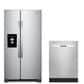 Whirlpool 2-Piece Kitchen Package with 24.6 Cu. Ft. Side-by-Side Refrigerator and 24" Pocket Handle Dishwasher in Stainless Steel , , large