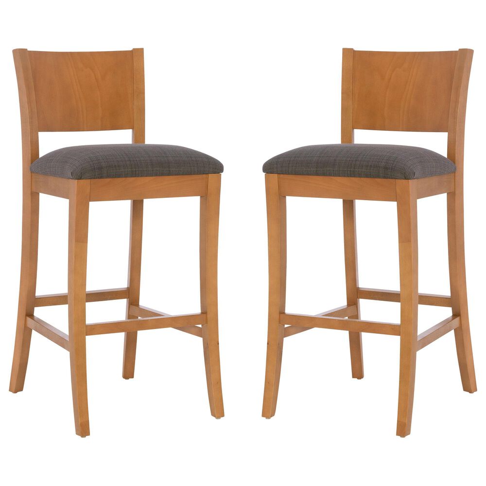 Linon Home Decor Talabis Bar Stool with Grey Cushion in Brown (Set of 2), , large
