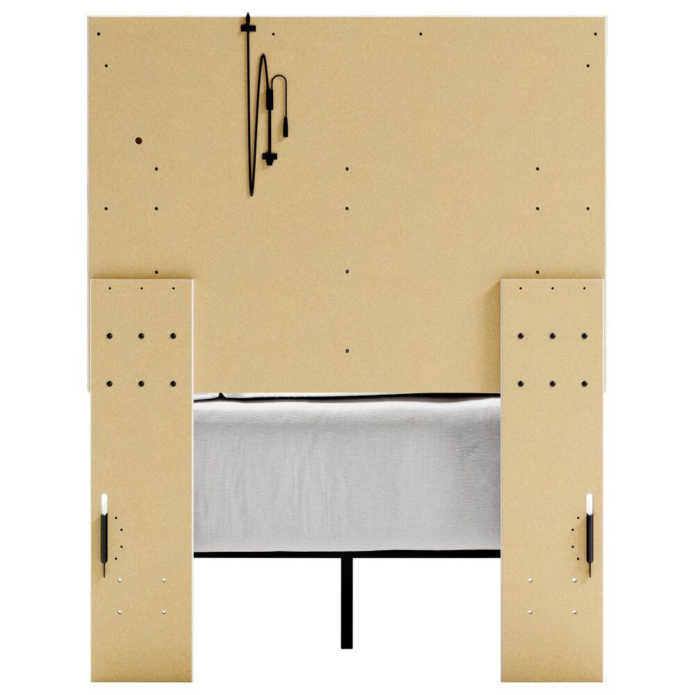Ashley Altyra Twin Panel Bed in White with LED Headboard, , large