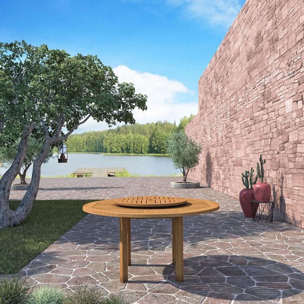 International Home Miami Anto 7-Piece Round Patio Dining Set in Grey and Light Oak, , large