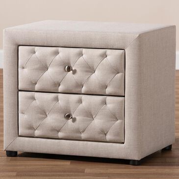 Baxton Studio Lepine 2 Drawer Nightstand in Beige, , large