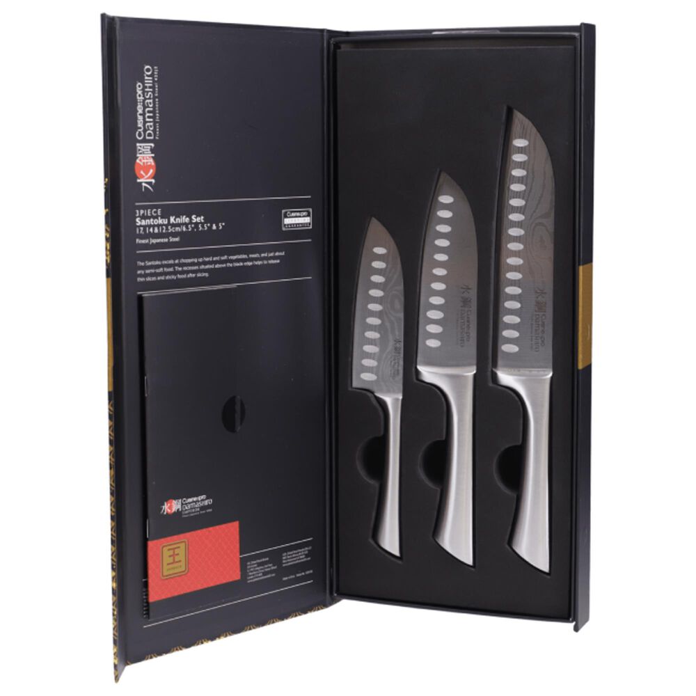 Power A 3-Piece Santoku Knife Set in Stainless Steel, , large