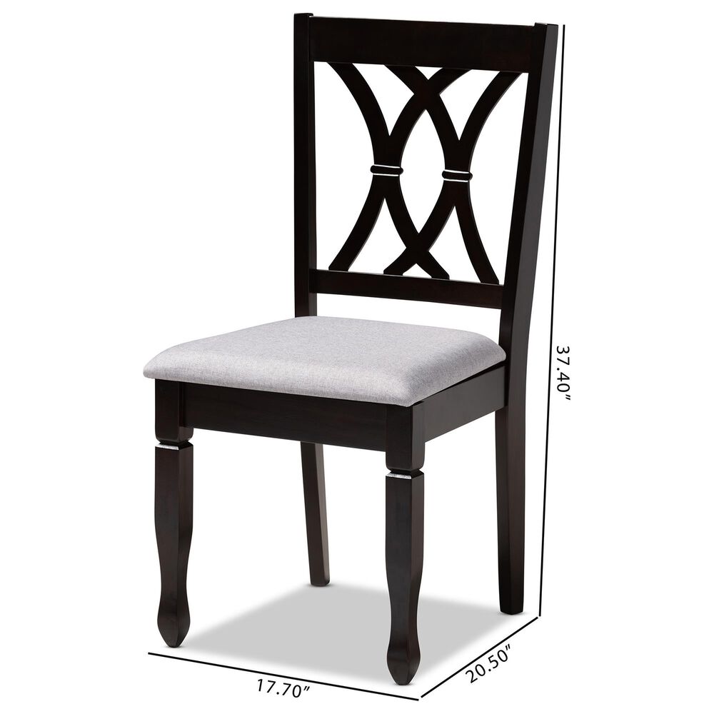Baxton Studio Reneau Side Chair with Gray Cushion in Espresso Brown (Set of 4), , large