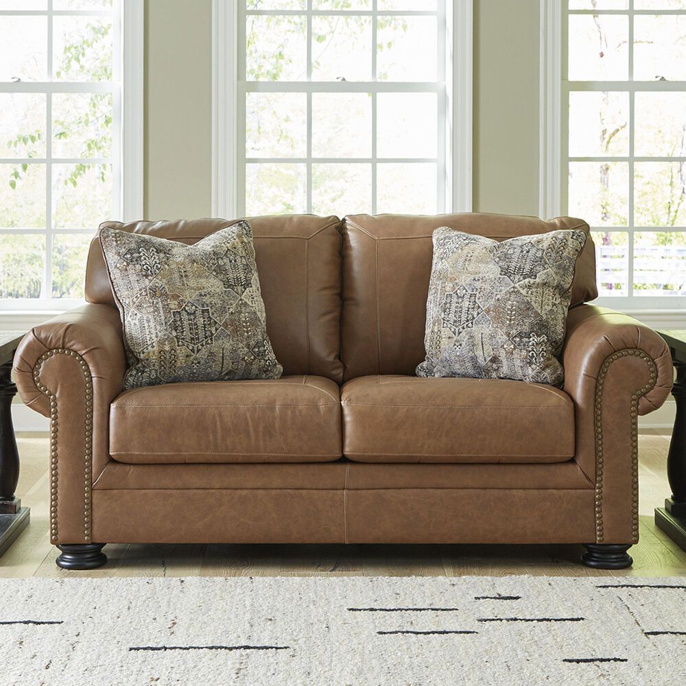 Ashley Carianna Stationary Loveseat in Caramel, , large