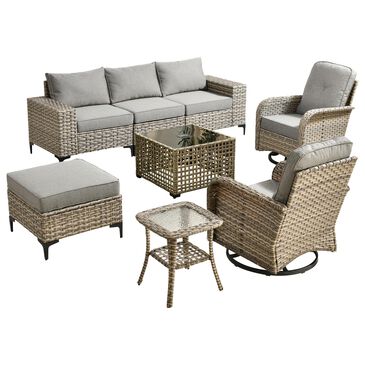 HOMLUX 8-Piece All-weather Rattan Outdoor Patio Furniture Set in Dark Gray, , large