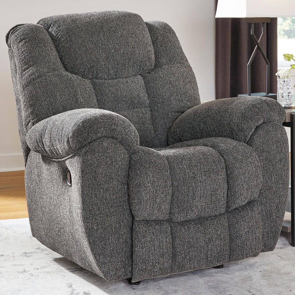 Ashley Foreside Manual Rocker Recliner in Charcoal, , large
