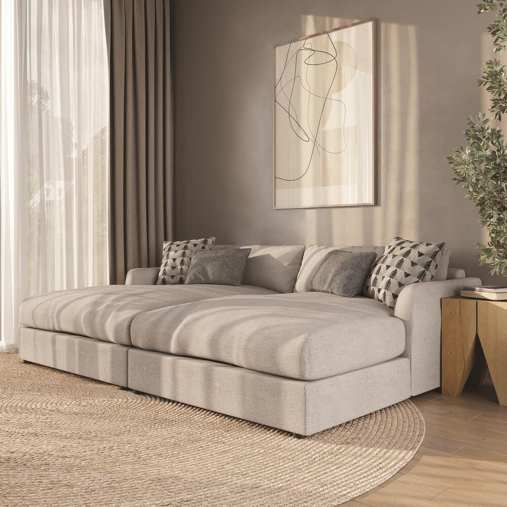Jonathan Louis Leon 2-Piece Cuddler Sectional in Farina Oatmeal, , large