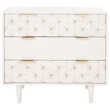Safavieh Zinnia 3-Drawer Chest in White Wash/Brass, , large
