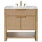 James Martin Vanities Solene 36" Single Bathroom Vanity in Seaside Oak with 3 cm Carrara White Marble Top and Rectangular Sink, , large