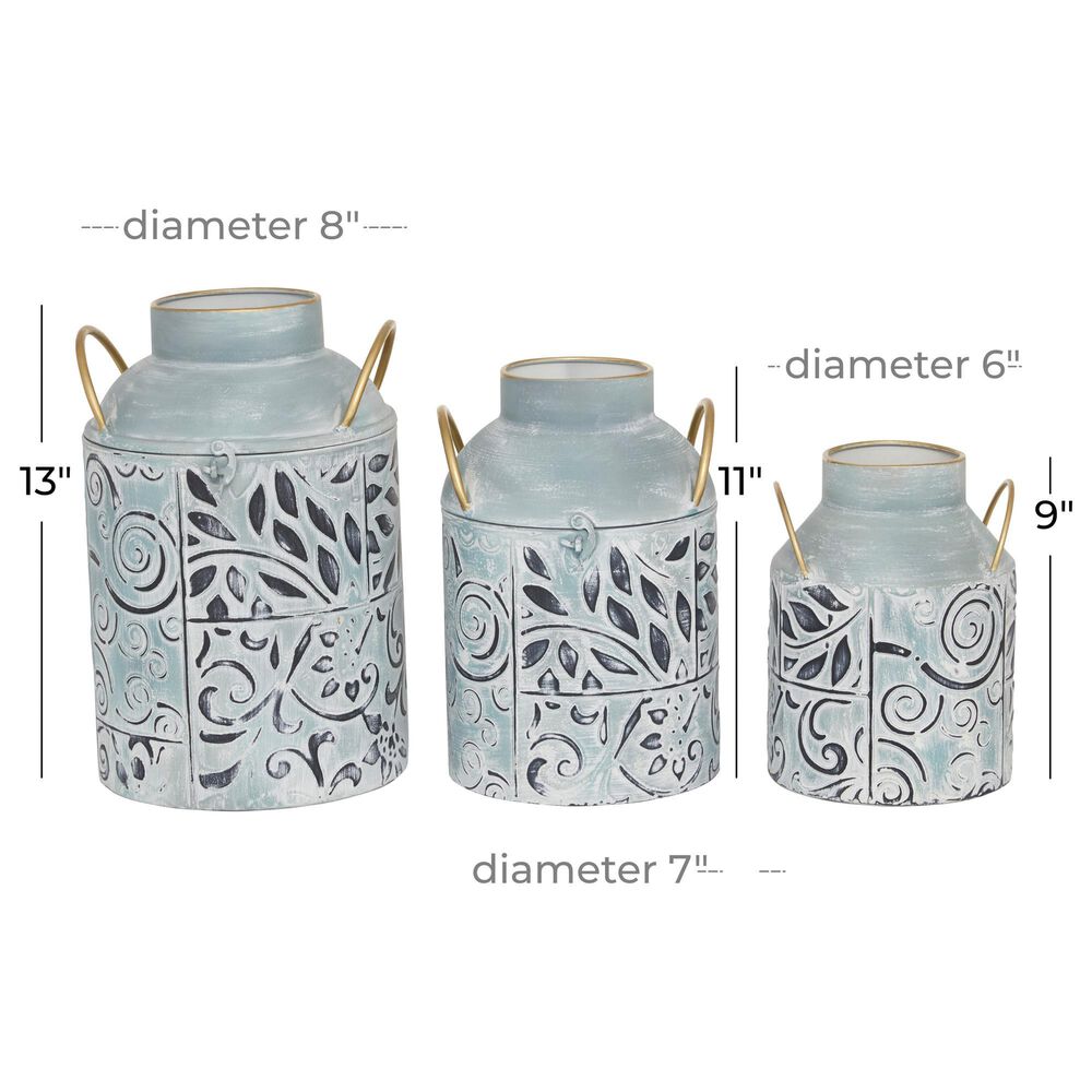 Maple and Jade Farmhouse Botanical Vase in Blue, Black and Brown &#40;Set of 3&#41;, , large
