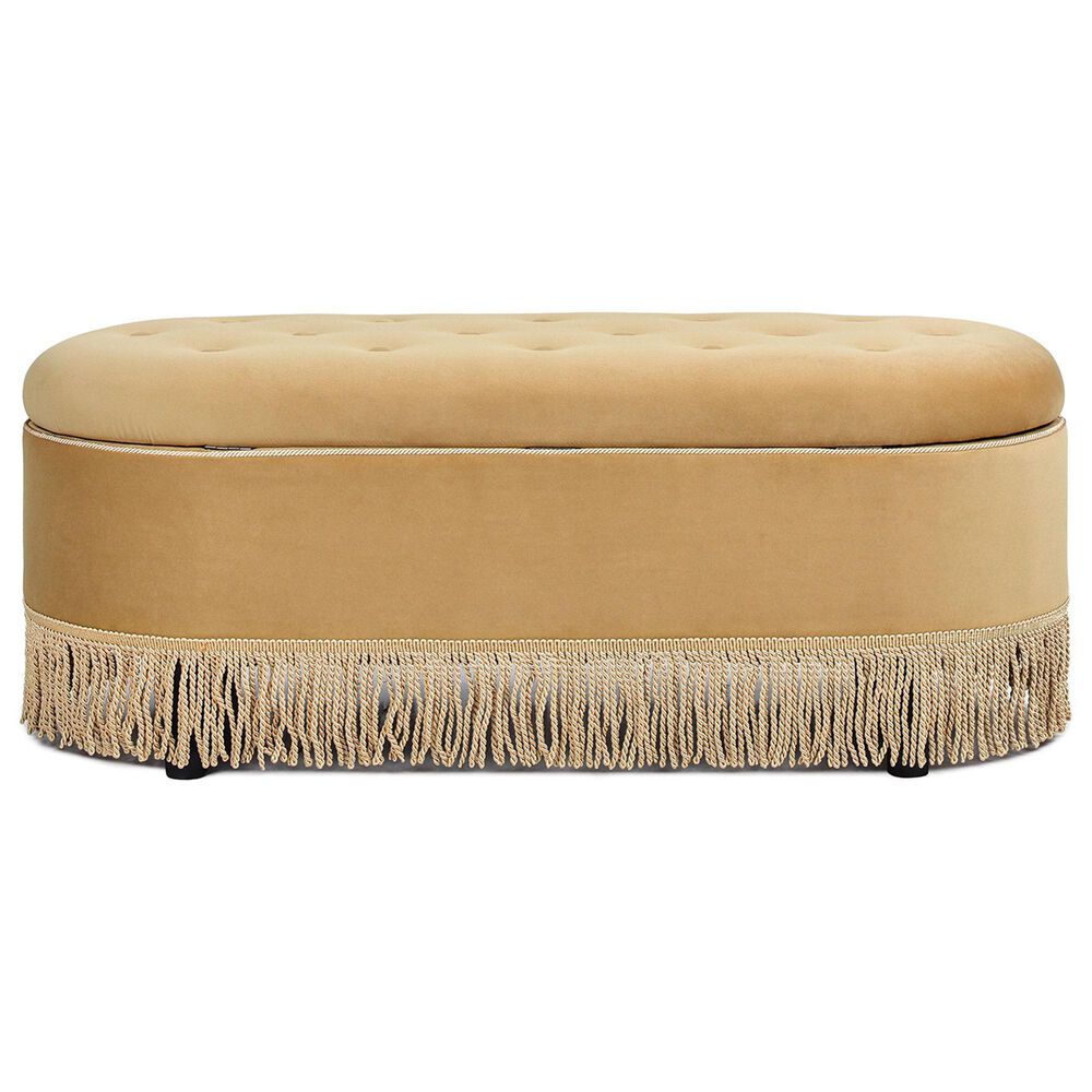 Jennifer Taylor Home Melinda Storage Bench with Tufted Bullion Fringe in Gold, , large