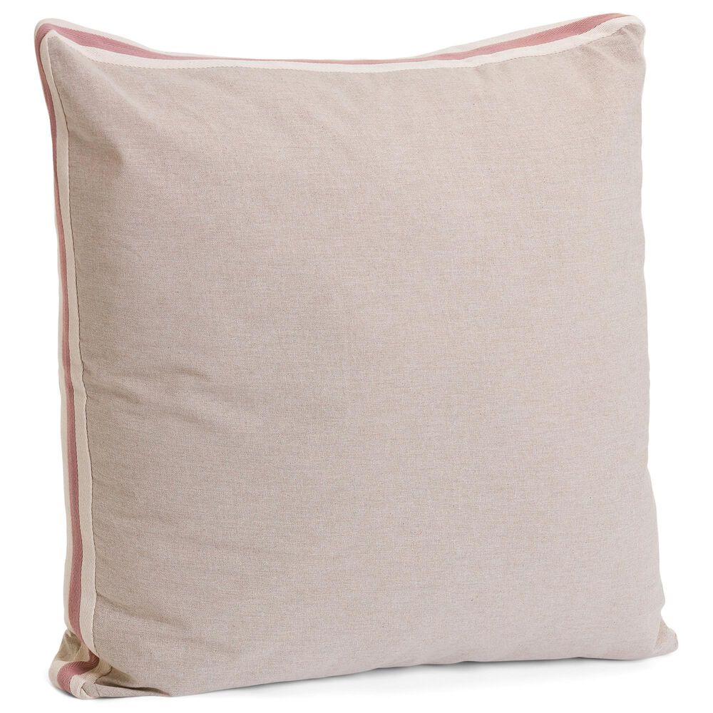 Twill 24" Square Throw Pillow in Natural and Dusty Pink, , large