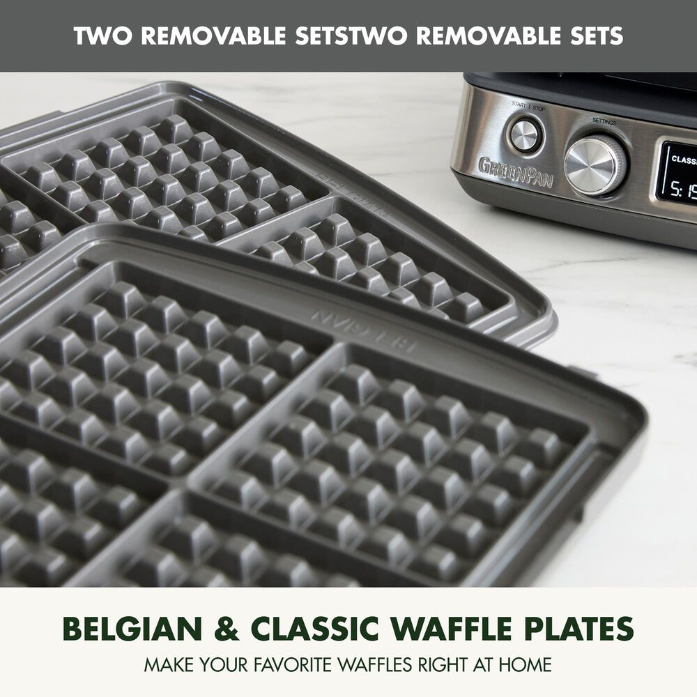 Green Pan Elite 4-Square Waffle Maker in Graphite, , large