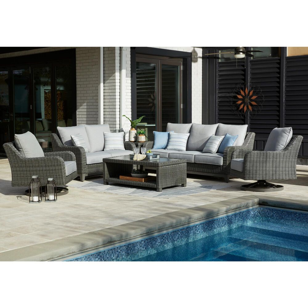 Ashley Elite Park Patio Swivel Lounge Chair in Gray, , large