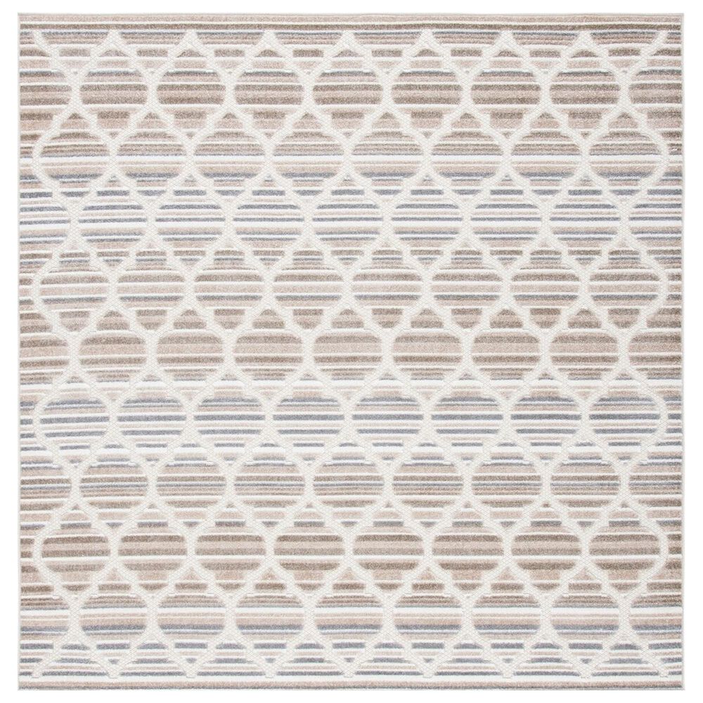 Safavieh Cabana CBN333F 6"7" Square Grey and Ivory Indoor/Outdoor Area Performance Rug, , large