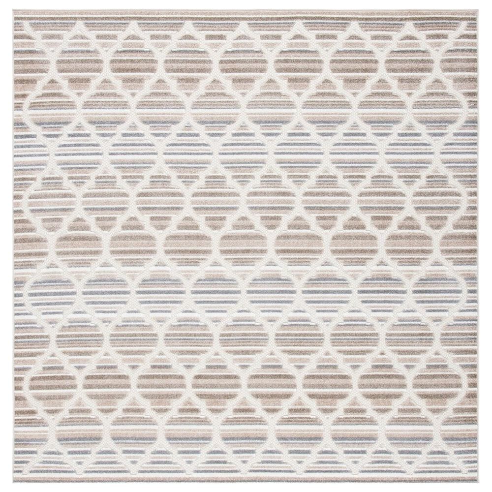 Safavieh Cabana CBN333F 6"7" Square Grey and Ivory Indoor/Outdoor Area Performance Rug, , large