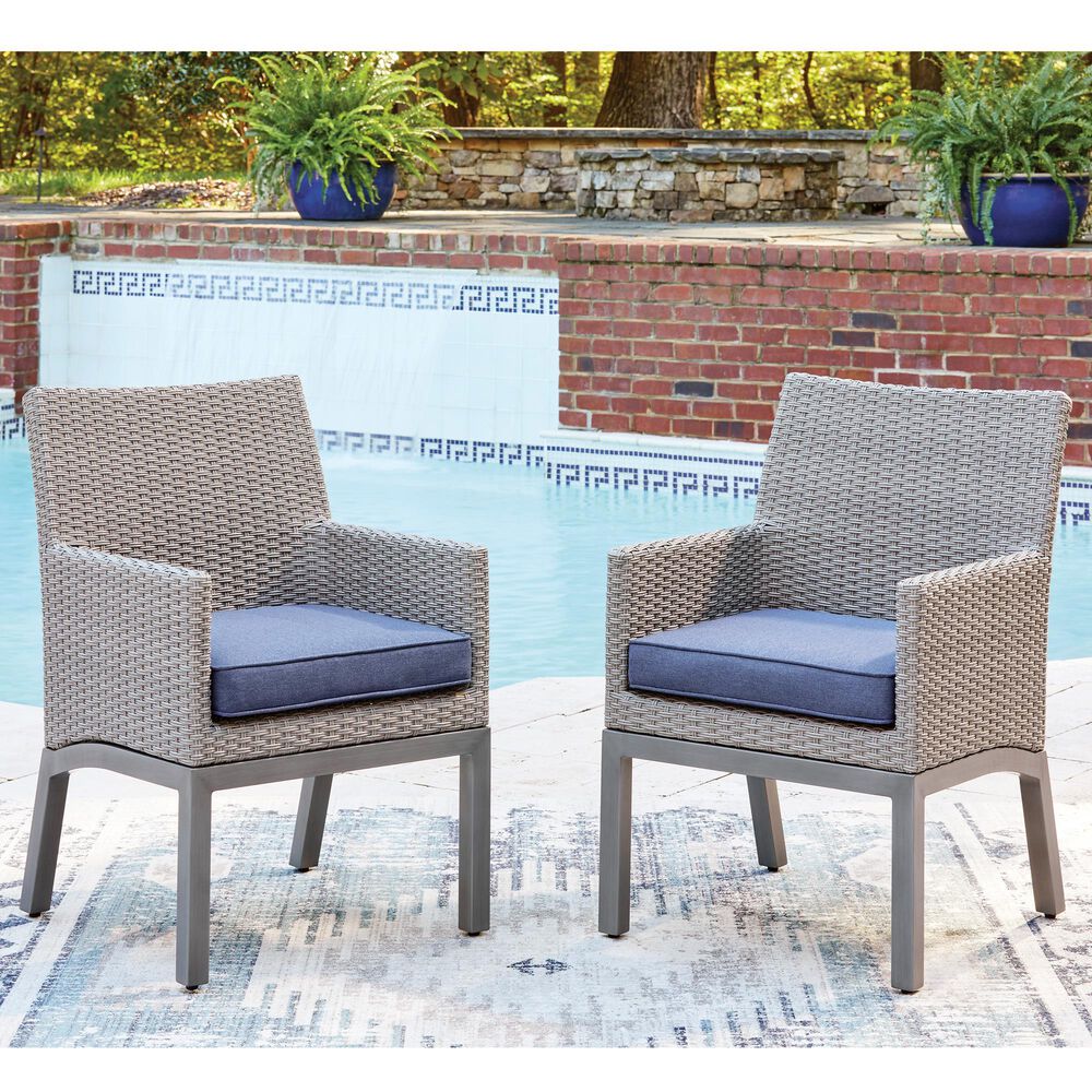 Ashley Half Moon Beach Patio Arm Chair with Cushion in Gray (Set of 2), , large