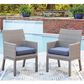Ashley Half Moon Beach Patio Arm Chair with Cushion in Gray (Set of 2), , large