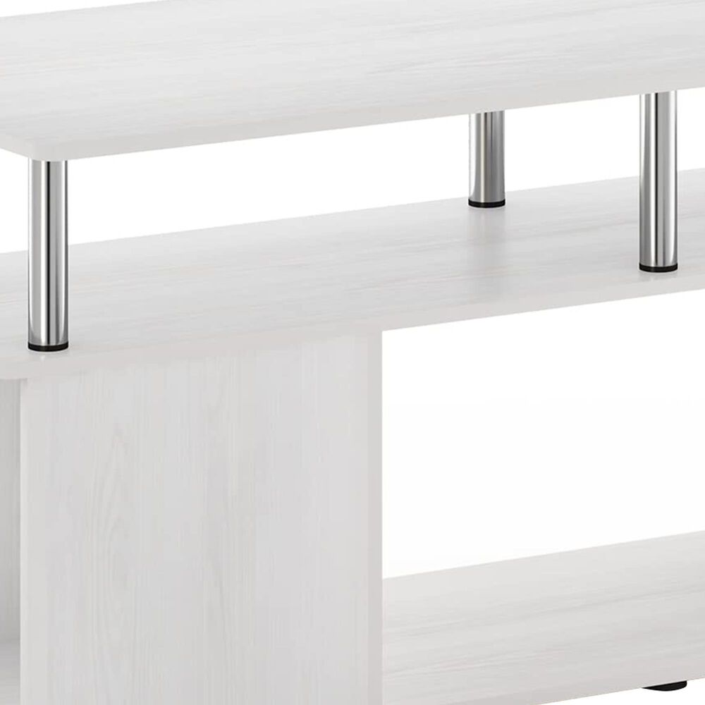HOMLUX 47.2" Utility Design TV Stand with Open Storage Bookshelf in White Oak and Stainless Steel, , large