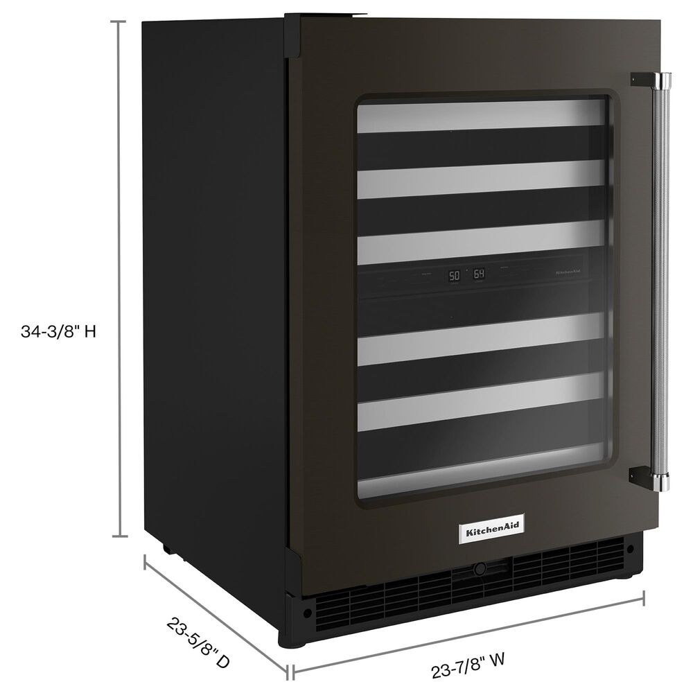 KitchenAid 24&quot; Undercounter Wine Cellar with Left Hinge, Metal-Front Racks in Black Stainless Steel, , large