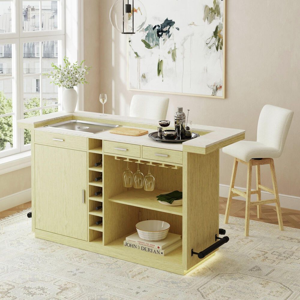 Mayberry Hill Cambrie Swivel Bar Stool with Beige Boucle in Natural, , large