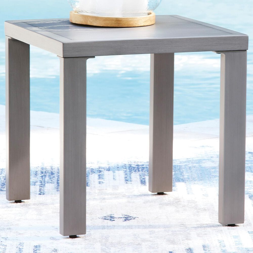 Ashley Half Moon Beach Square End Table in Gray, , large