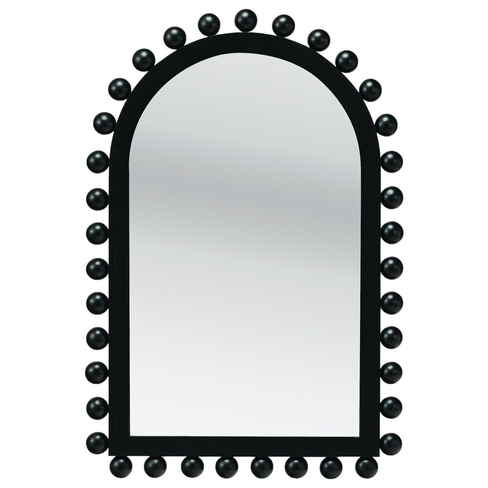 Creative Coop Boho-Southwestern Firwood Arched Wall Mirror in Black, , large