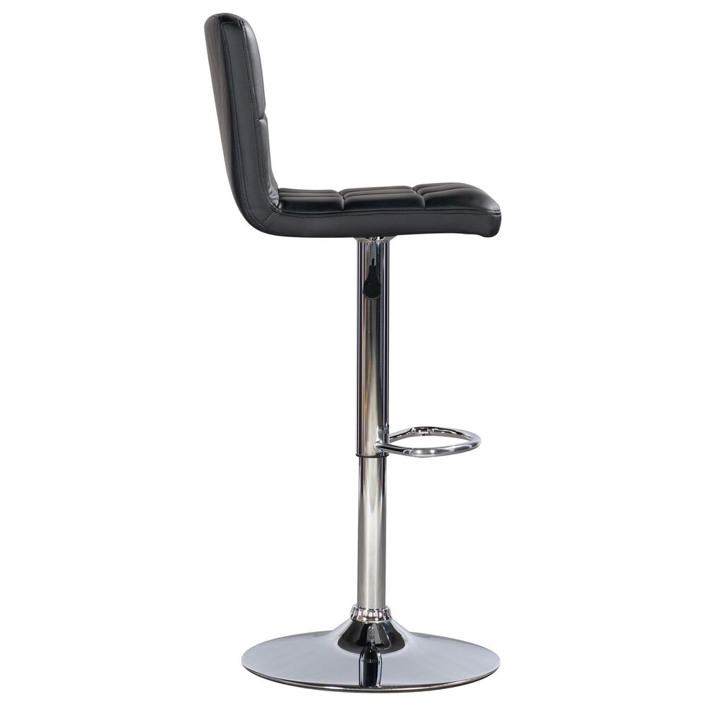 Parkerville Furniture Line Quilted Back Adjustable Swivel Bar Stool in Chrome and Black, , large