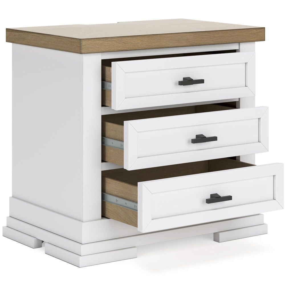 Ashley Ashbryn Nightstand in White and Natural with USB Ports, , large