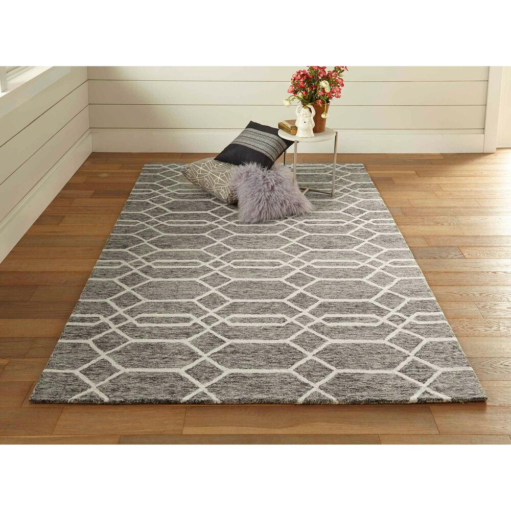 Feizy Belfort 8&#39; x 10&#39; Charcoal and Ivory Area Rug, , large