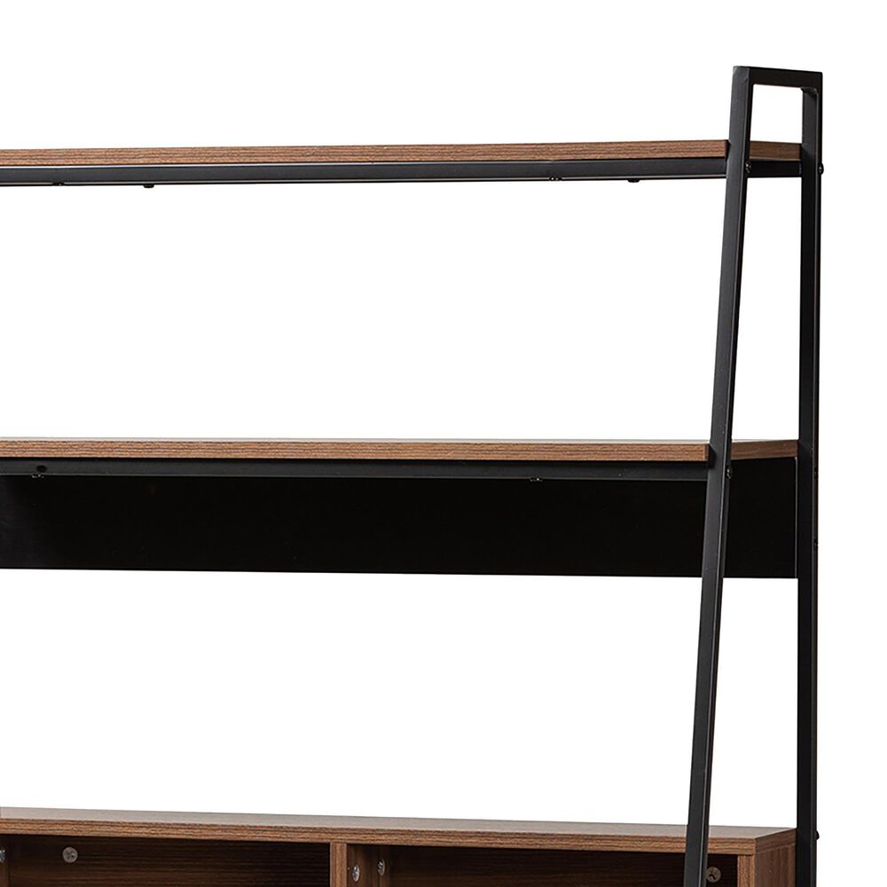 Baxton Studio Palmira Desk with Shelves in Walnut Brown and Black, , large