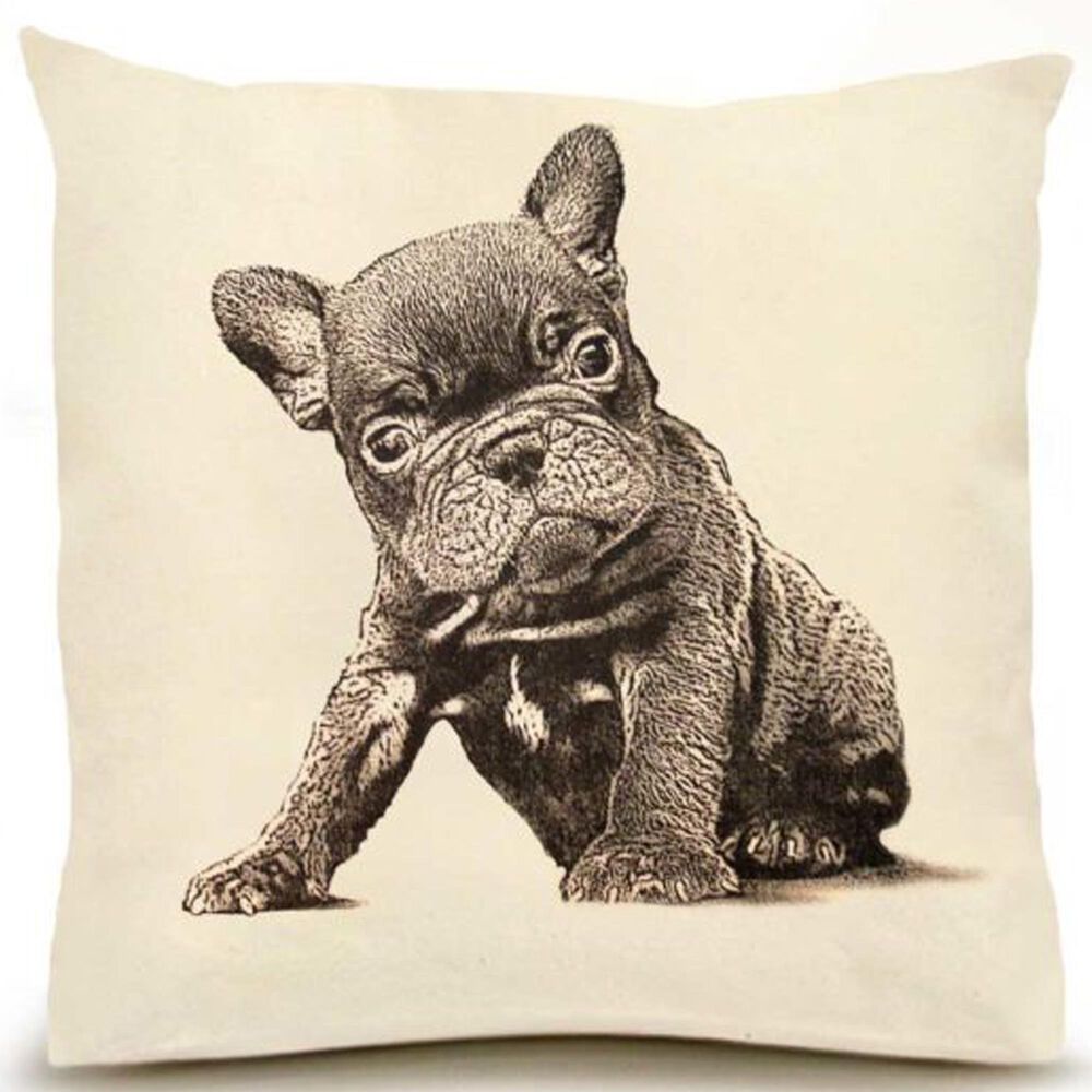 Eric & Christopher French Bulldog 20" x 20" Throw Pillow in Natural, , large