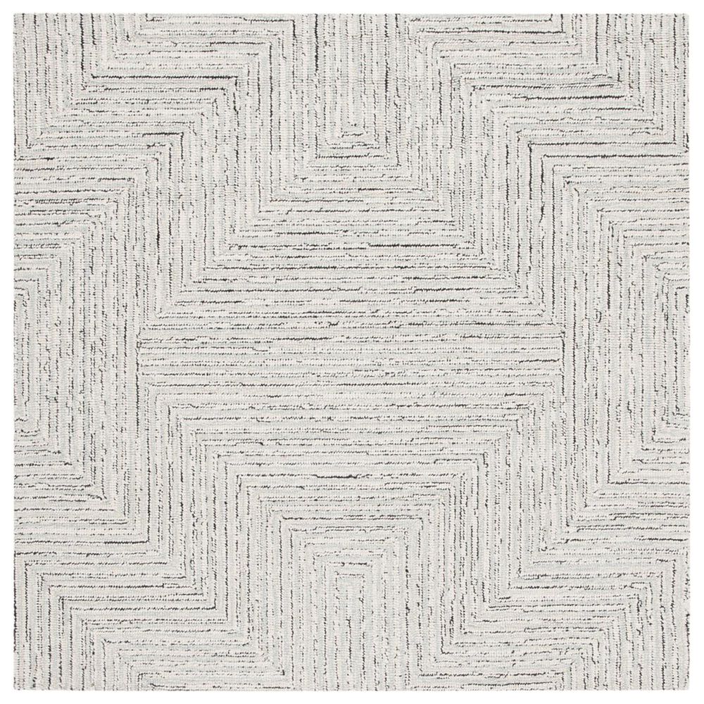Safavieh Micro-Loop MLP176F 5" Square Light Grey and Ivory Area Rug, , large