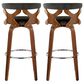 LumiSource Gardenia Swivel Fixed-Height Bar Stool with Charcoal Fabric Upholstery in Chrome and Walnut (Set of 2), , large