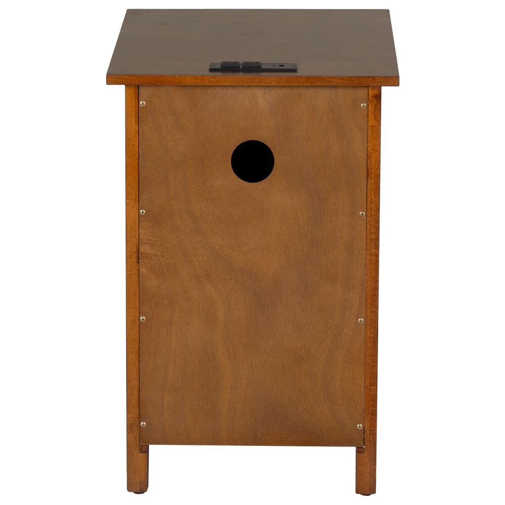 Linon Home Decor Birkdale Accent Table with USB Port in Hazelnut, , large