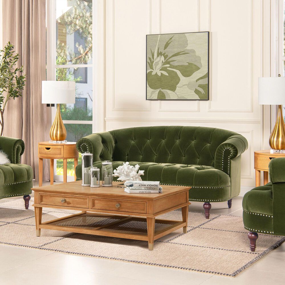 Jennifer Taylor Home La Rosa Stationary Loveseat in Olive Green Velvet, , large