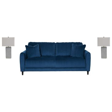 Signature Design by Ashley Enderlin Sofa in Ink Velvet and 2-Pack Amergin Poly Table Lamps, , large