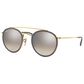 Ray-Ban Round Double Bridge Sunglasses with Silver Lenses in Polished Gold, , large
