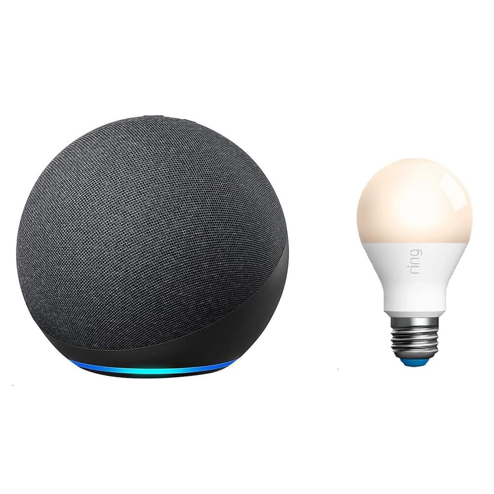 Amazon Echo 4th Gen in Charcoal + Ring A19 Smart Bulb, , large