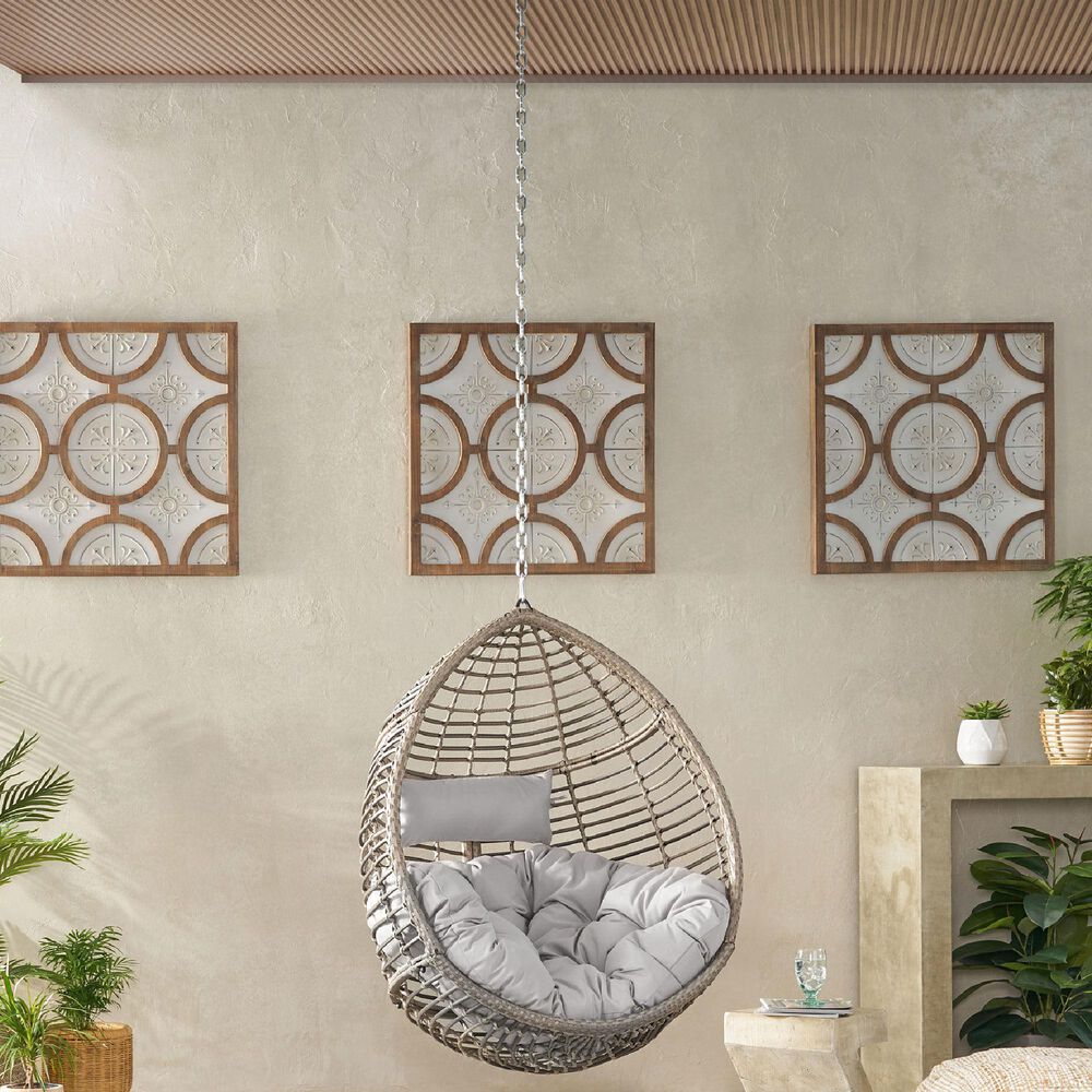 Noble House Morris Patio Hanging Chair in Gray, , large