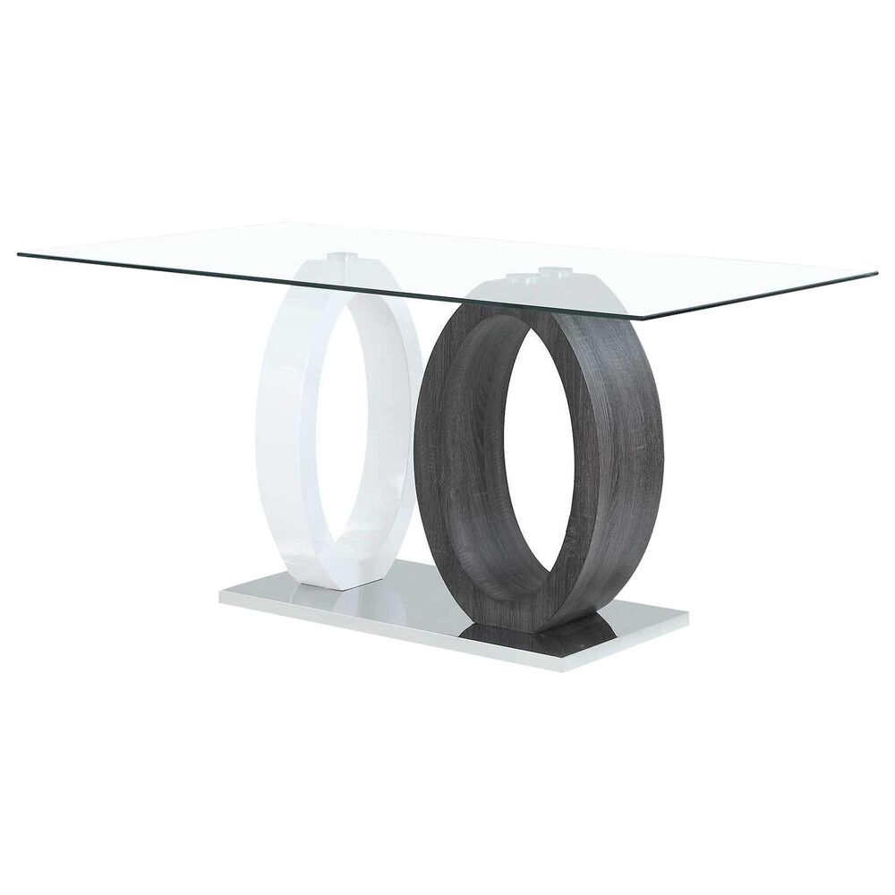 Global Furniture USA Table and 4 Chairs in Brown, White, Clear and Chrome, , large