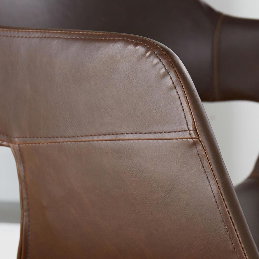 LumiSource Margarite Arm Chair with Espresso Faux Leather Cushion in Gold Metal  (Set of 2), , large
