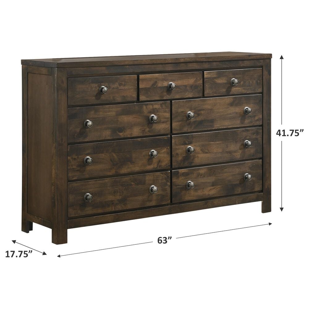 New Heritage Design Blue Ridge 9 Drawer Dresser in Rustic Gray, , large
