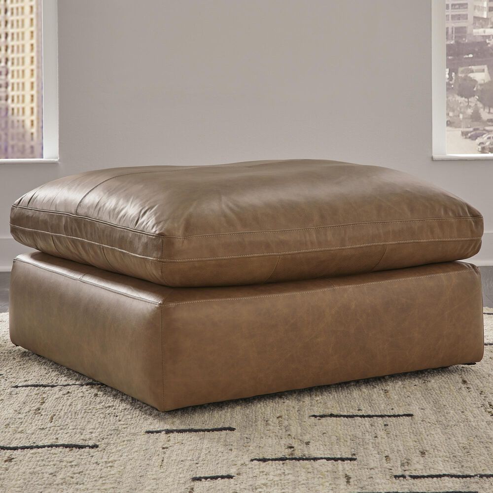 Ashley Emilia Oversized Accent Ottoman in Caramel, , large