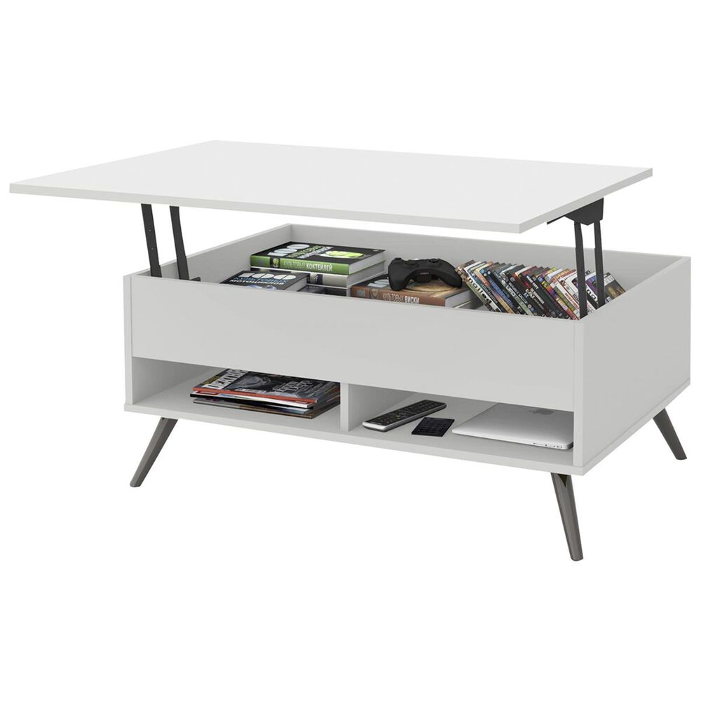 Bestar Small Space Krom 37" LiftTop Storage Coffee Table in White