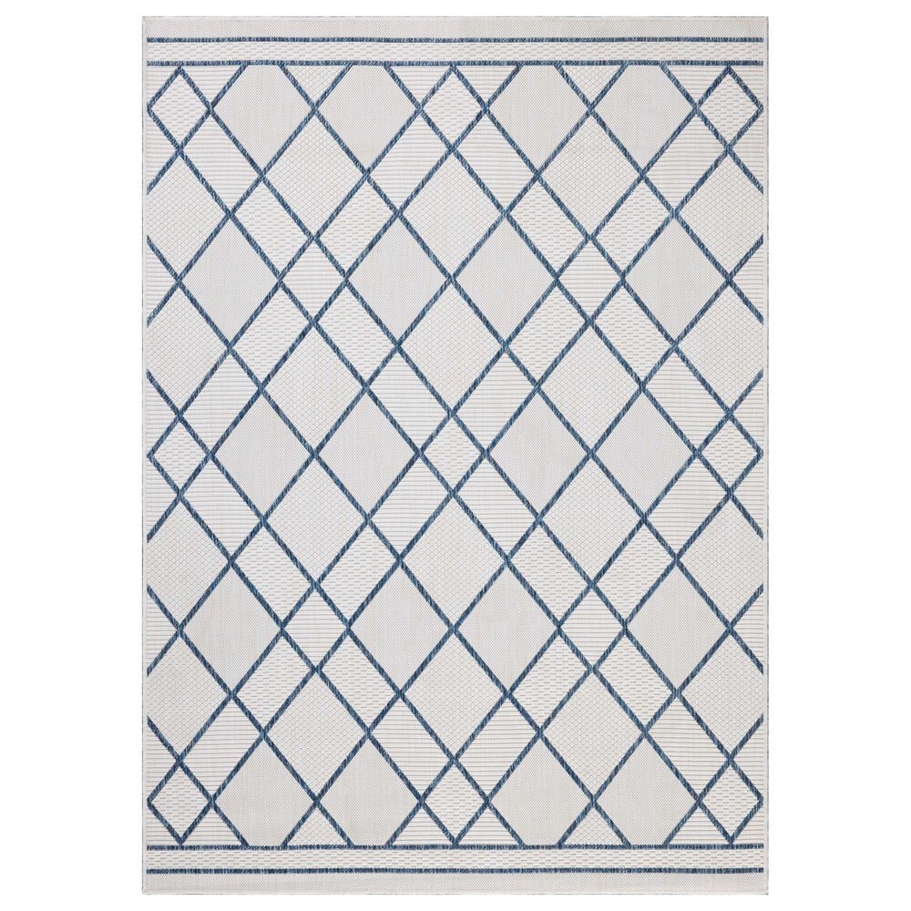 Loloi Easton Ivory and Denim 4" x 6" Indoor/Outdoor Area Rug, , large