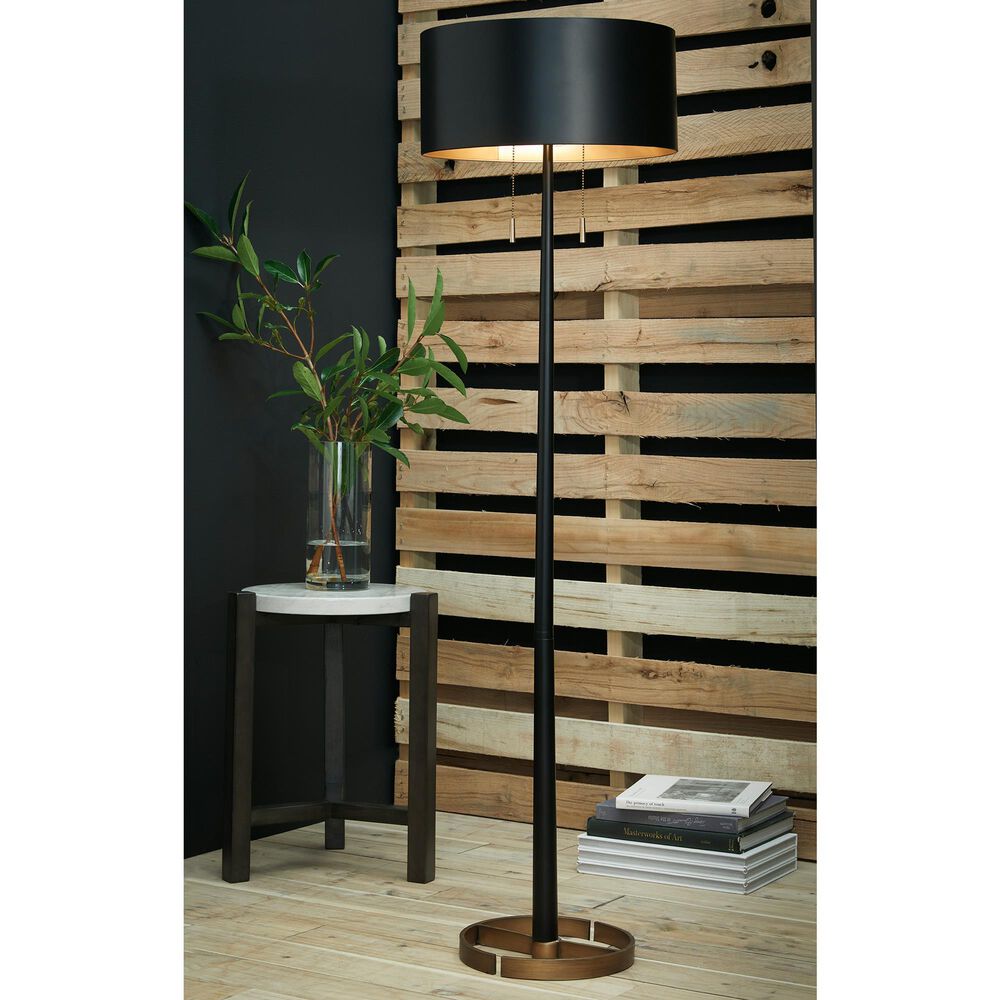 Ashley Amadell Floor Lamp in Black and Gold, , large
