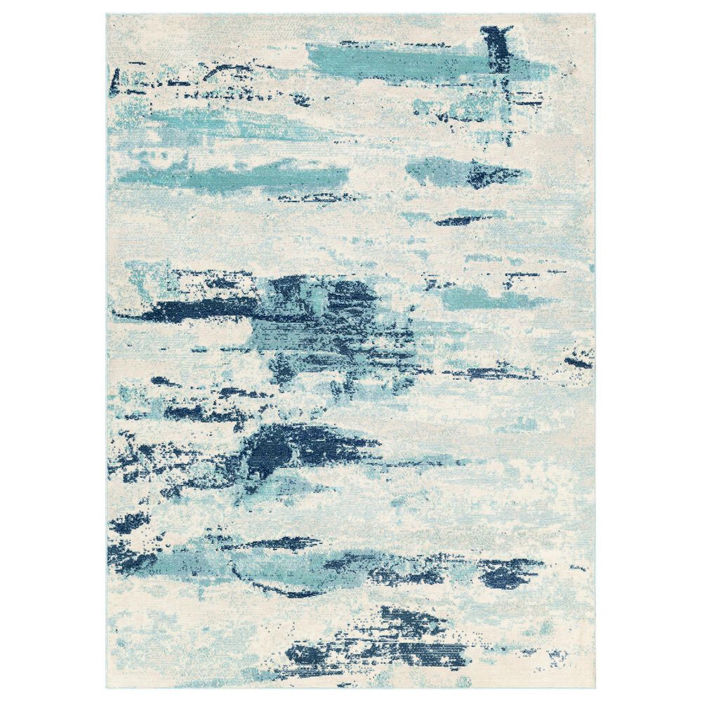 Surya Bodrum 5"3" x 7"3" Ivory, Gray, Navy, Aqua and Blue Area Rug, , large
