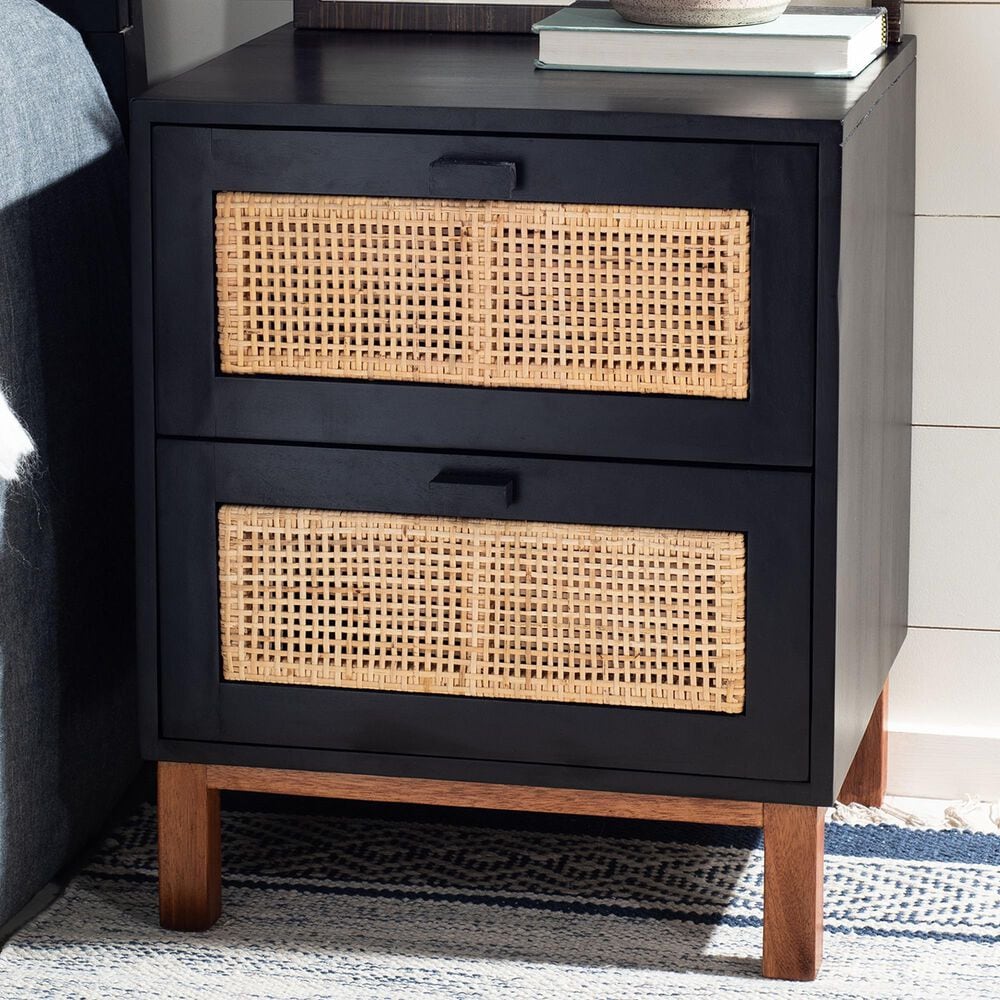 Safavieh Tegan 2-Drawer Nightstand in Black, , large