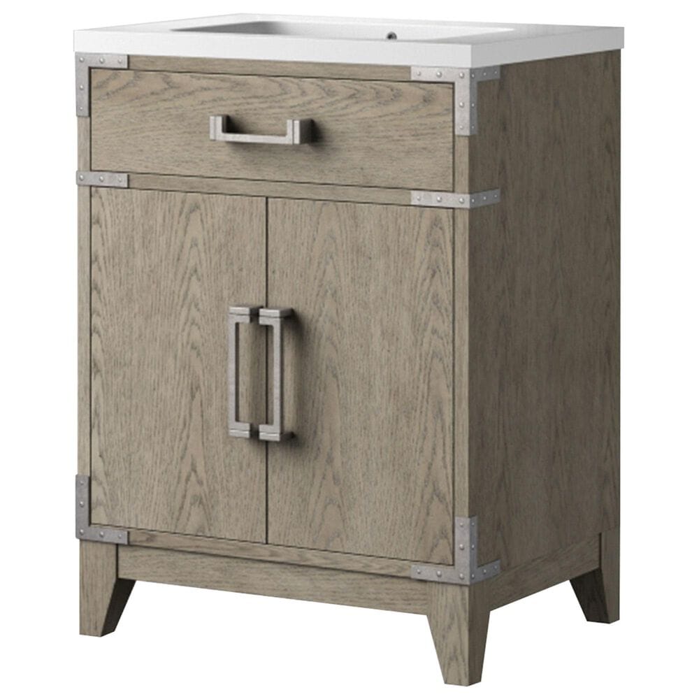 Lexora Home Laurel 24" Single Bathroom Vanity in Grey Oak with White Acrylic Top and Rectangular Sink, , large